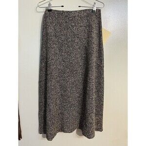 Modern Soul Elegant Black and BeigeTweed Women's Skirt Pull On Midi A Line S NWT